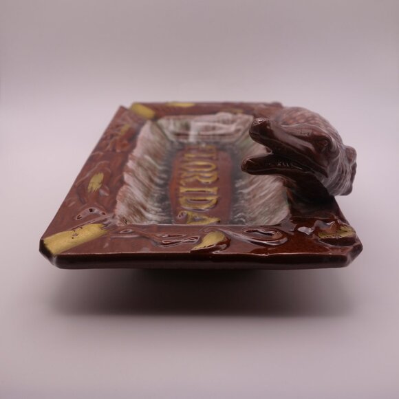 Ceramic Brown Florida Gator Carrib Made in Japan Ash Tray - Picture 2 of 12